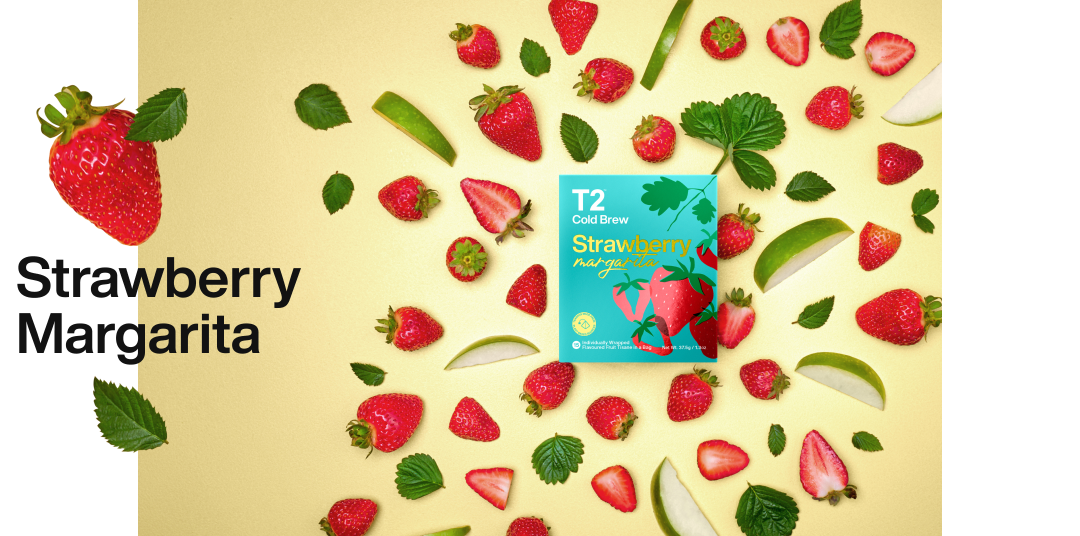 Peach Berry in a box and brewed in a glass