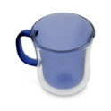 Ribbed Double Walled Glass Mug Blue image number 2