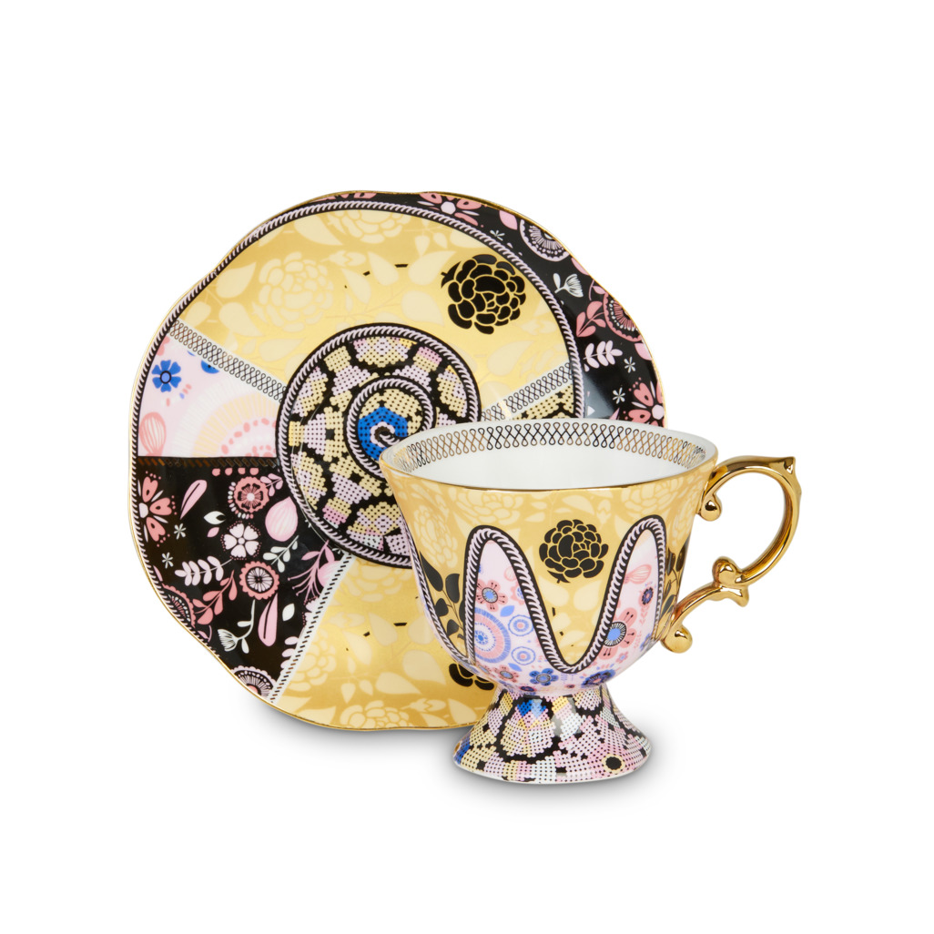 Vintage Vibes Tall Cup & Saucer Gold | T2