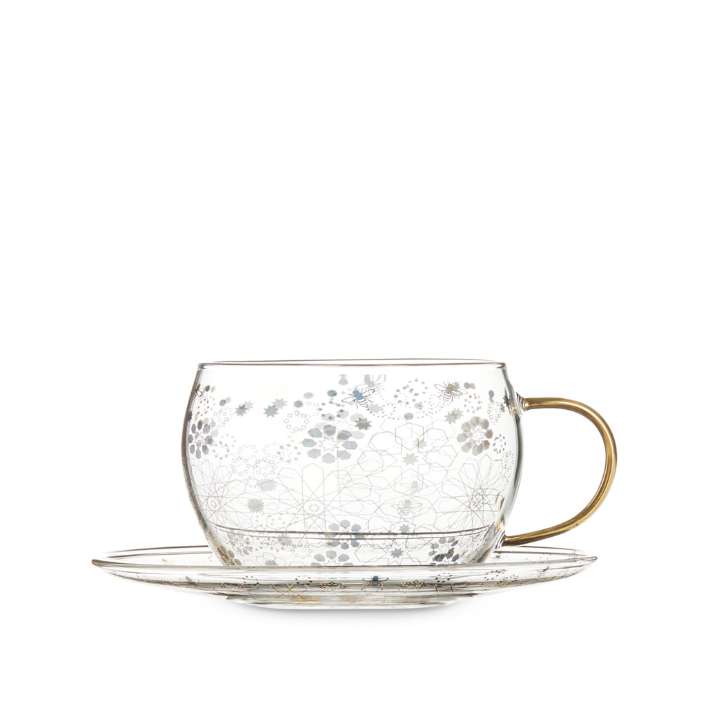 Glass cup and on sale saucer
