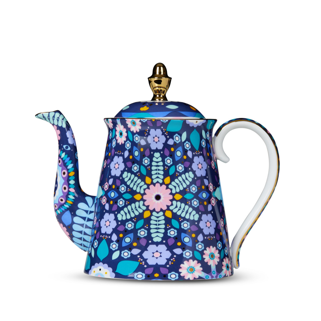 Euphoric Folk Tall Teapot Blue Teapots | T2 Australia