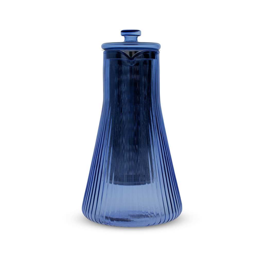 Ribbed Glass Jug Blue image number 4