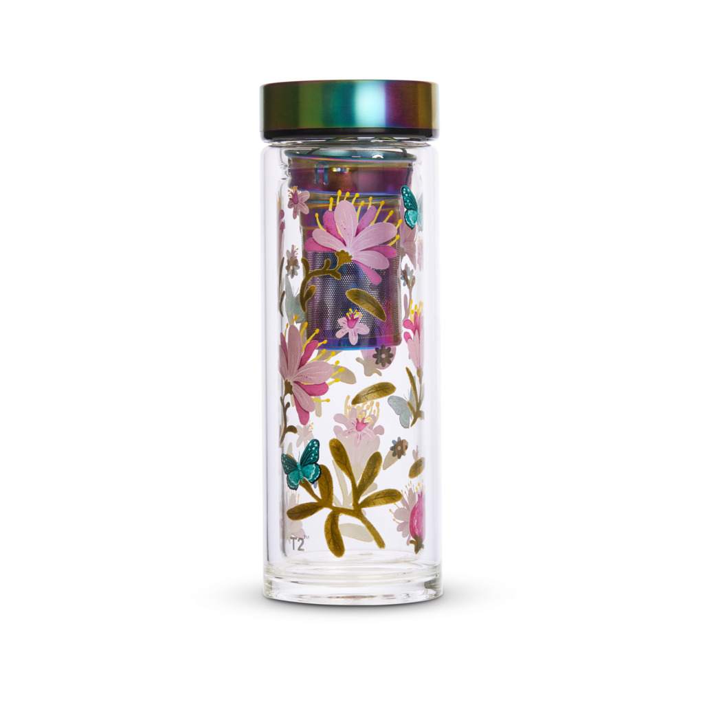 T2 Boxed Double Walled Glass Flask Butterfly image number 0