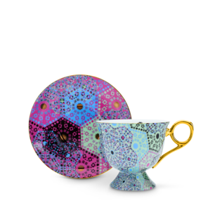Moroccan Tealeidoscope Aqua Cup & Saucer Tall