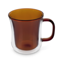 Ribbed Double Walled Glass Mug Amber image number 0