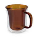 Ribbed Double Walled Glass Mug Amber image number 3
