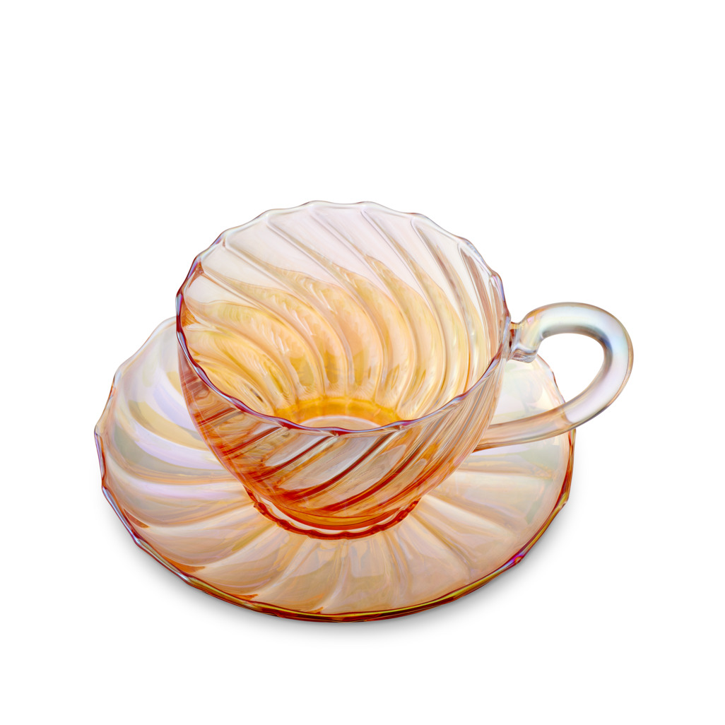 Valentina Glass Cup & Saucer Peach image number 2