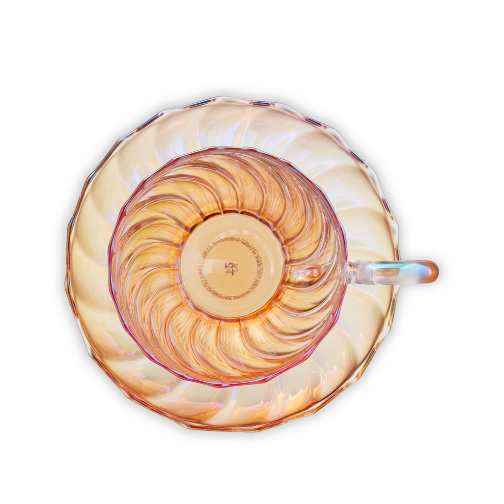 Valentina Glass Cup & Saucer Peach image number 3