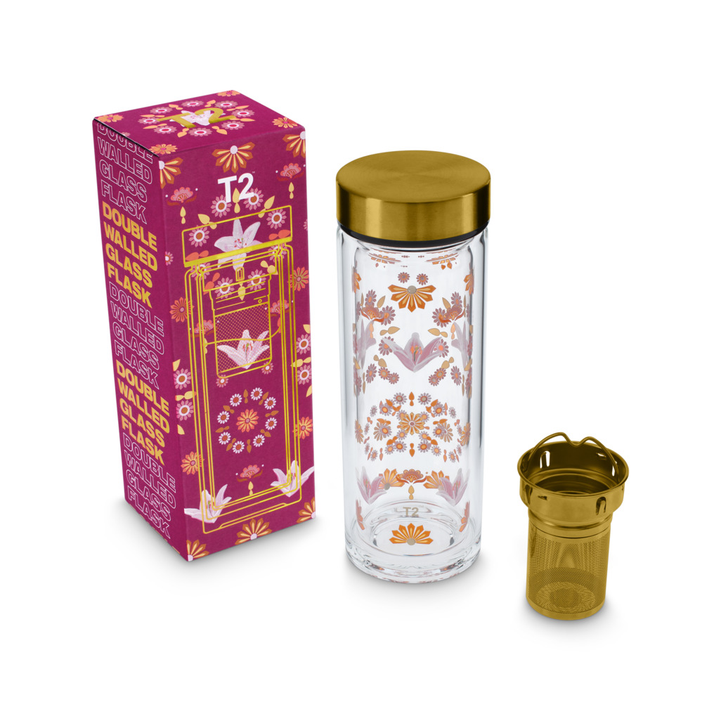 T2 Boxed Double Walled Glass Flask Bing Bang Bloom image number 2