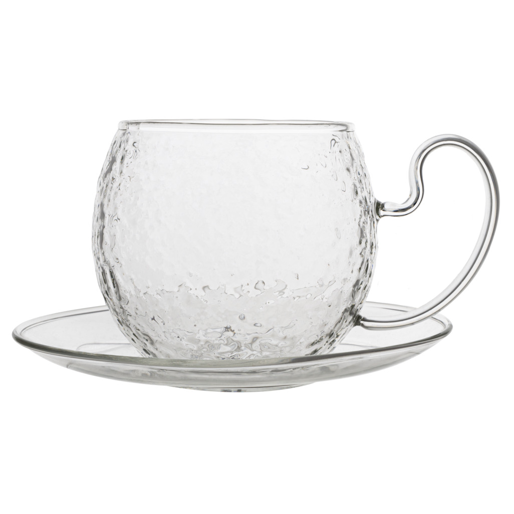 Hammered Glass Cup And Saucer image number 1