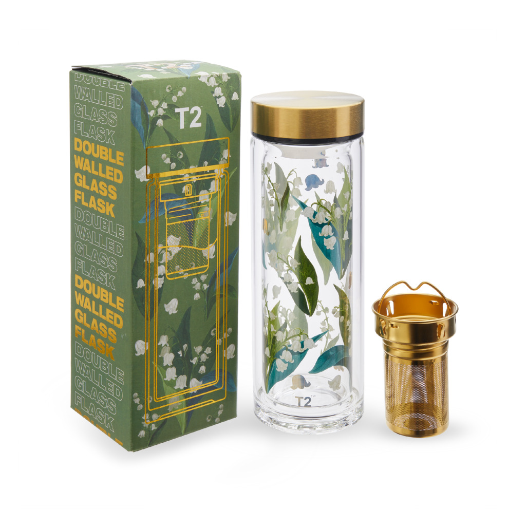 T2 Boxed Double Glass Flask Lily Of The Valley image number 1