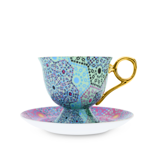Moroccan Tealeidoscope Aqua Cup & Saucer Tall