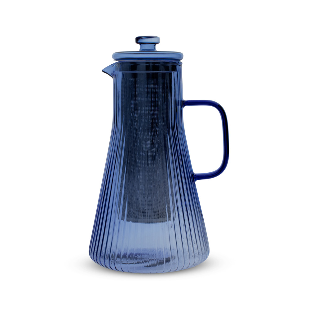 Ribbed Glass Jug Blue image number 0