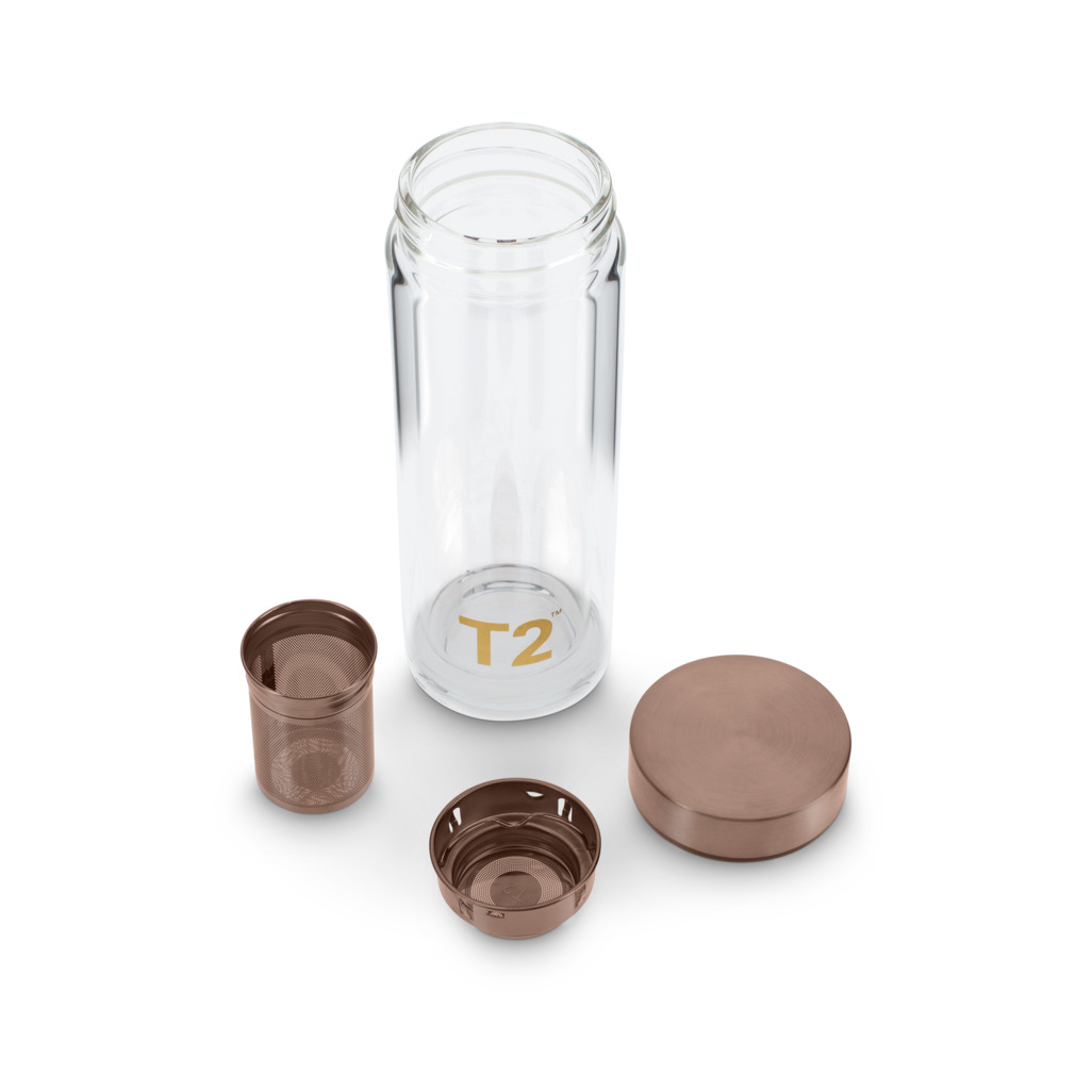 T2 Double Walled Glass Flask Rose Gold image number 2