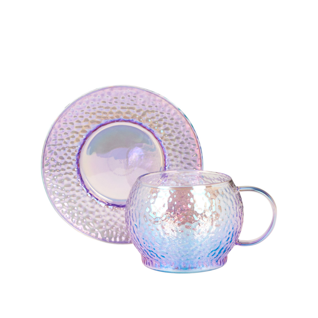 Lilac Hammered Glass Cup & Saucer | T2