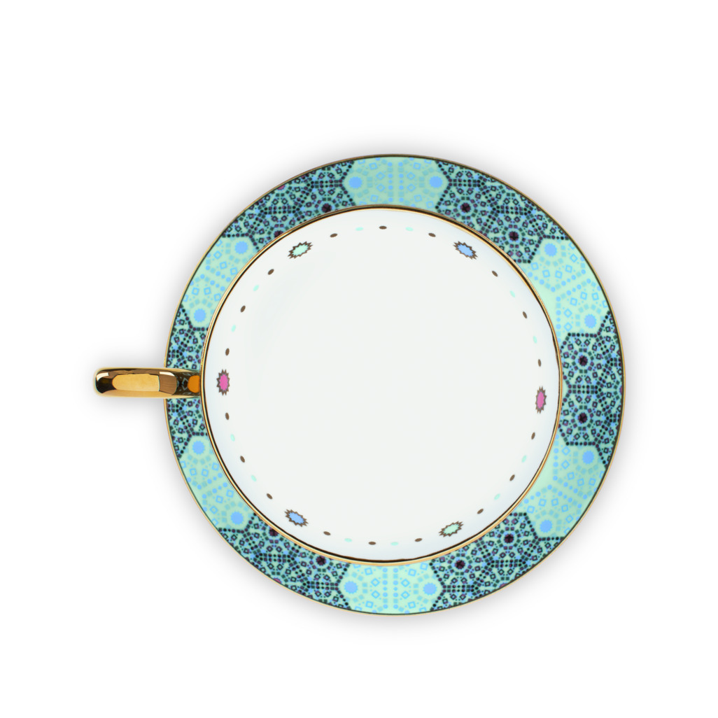 Moroccan Tealeidoscope Black Cup & Saucer Tall image number 3