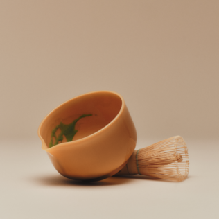 Milk Glass Matcha Bowl Mustard