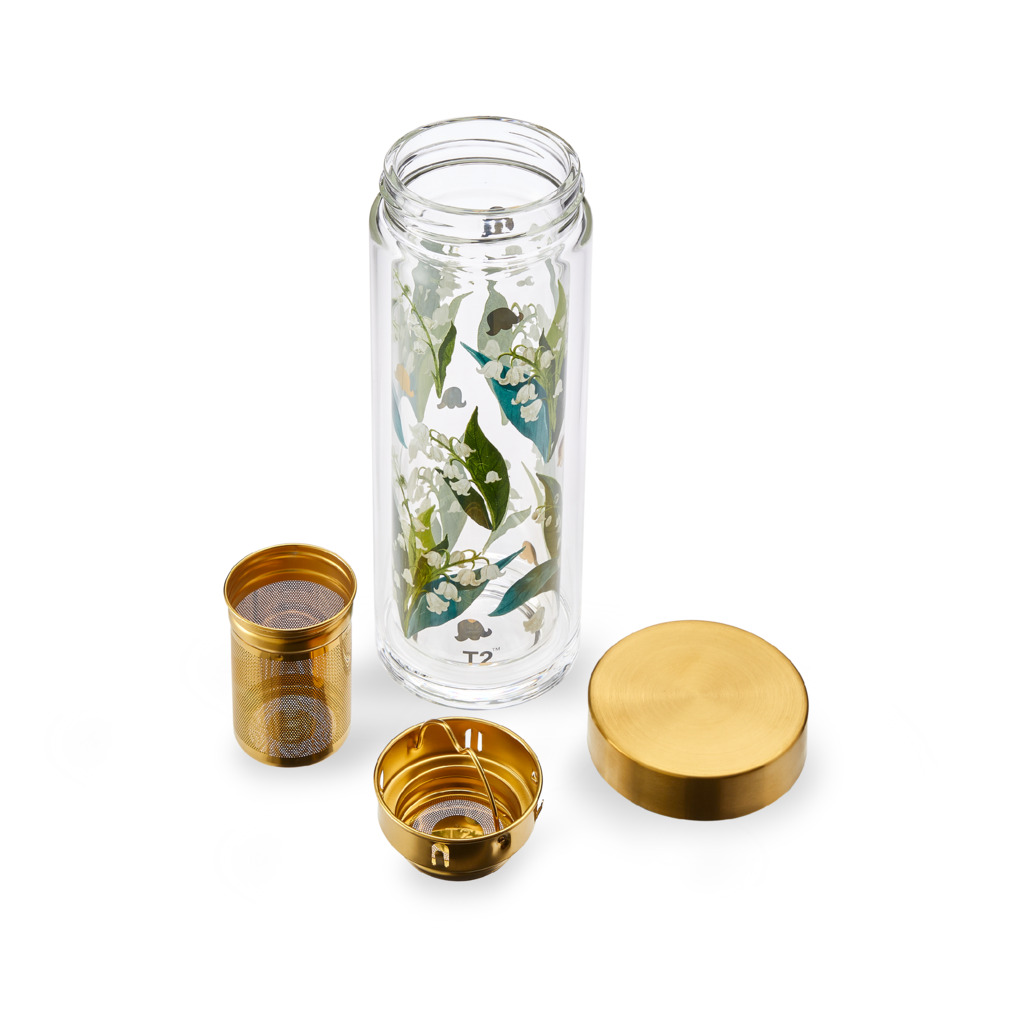 T2 Boxed Double Glass Flask Lily Of The Valley image number 2