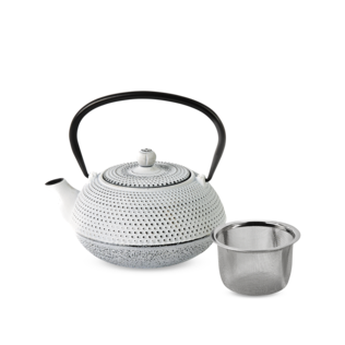 Cast Iron Teapot Hobnail Small White 600ml