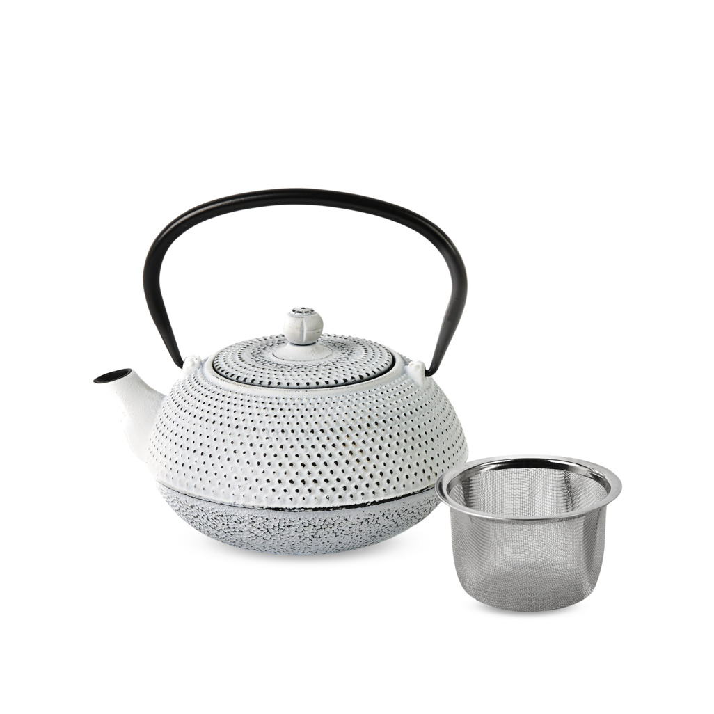 Cast Iron Teapot Hobnail Small White 600ml image number 1