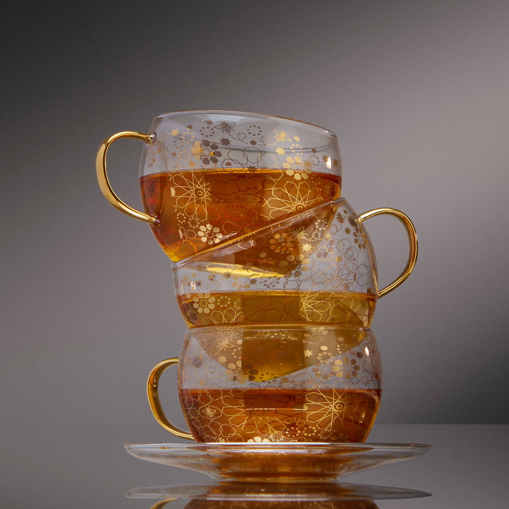 Bee Moroccan Glass Cup & Saucer image number 3