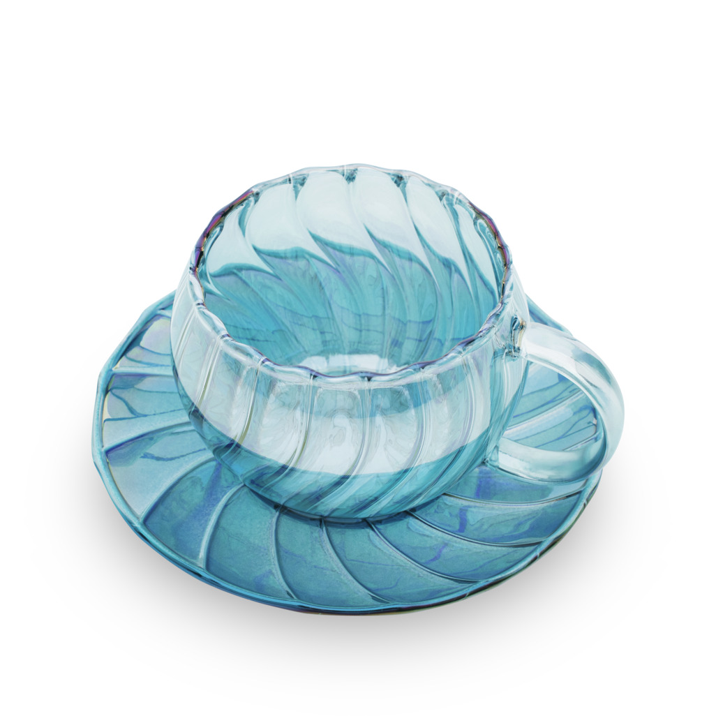 Teal glass outlet cups
