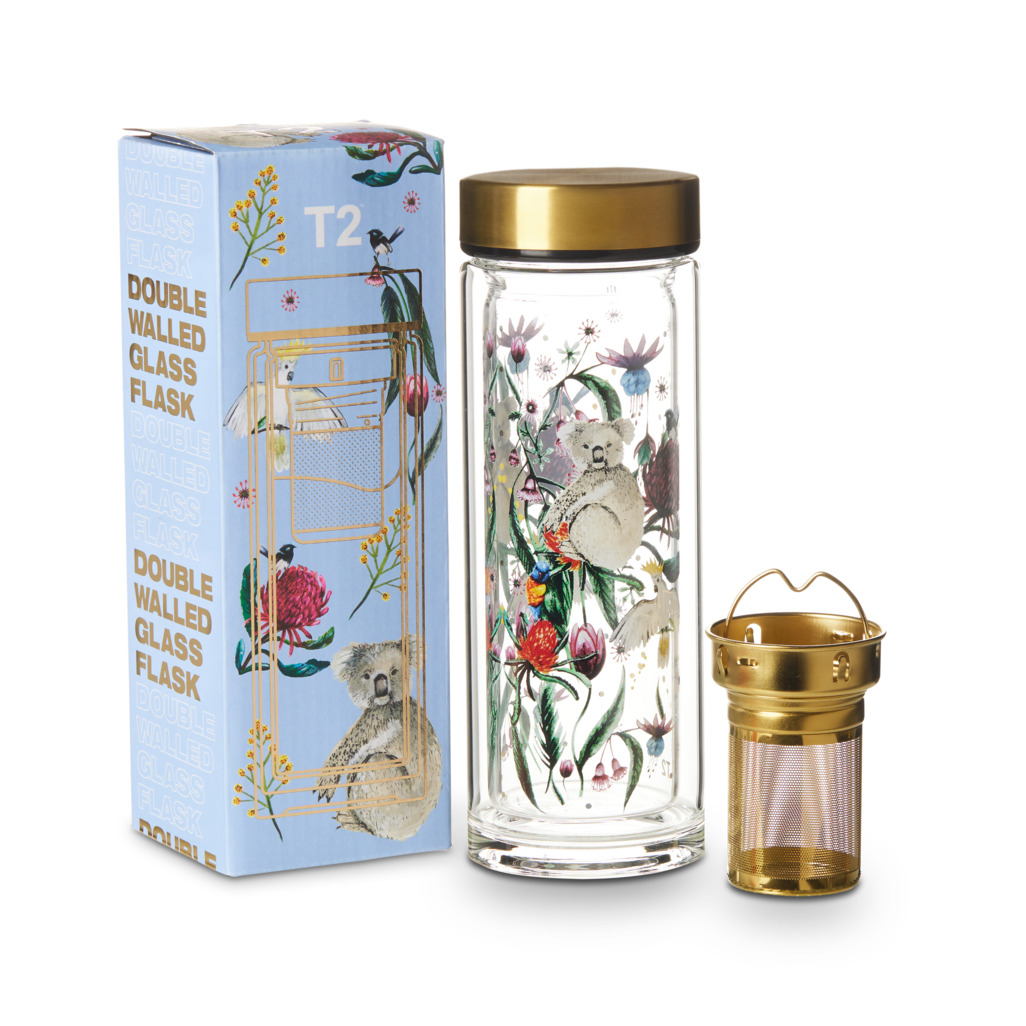 T2 Boxed Double Walled Glass Flask Australianarama image number 1