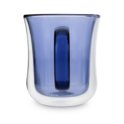 Ribbed Double Walled Glass Mug Blue image number 4