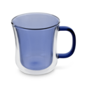 Ribbed Double Walled Glass Mug Blue image number 0