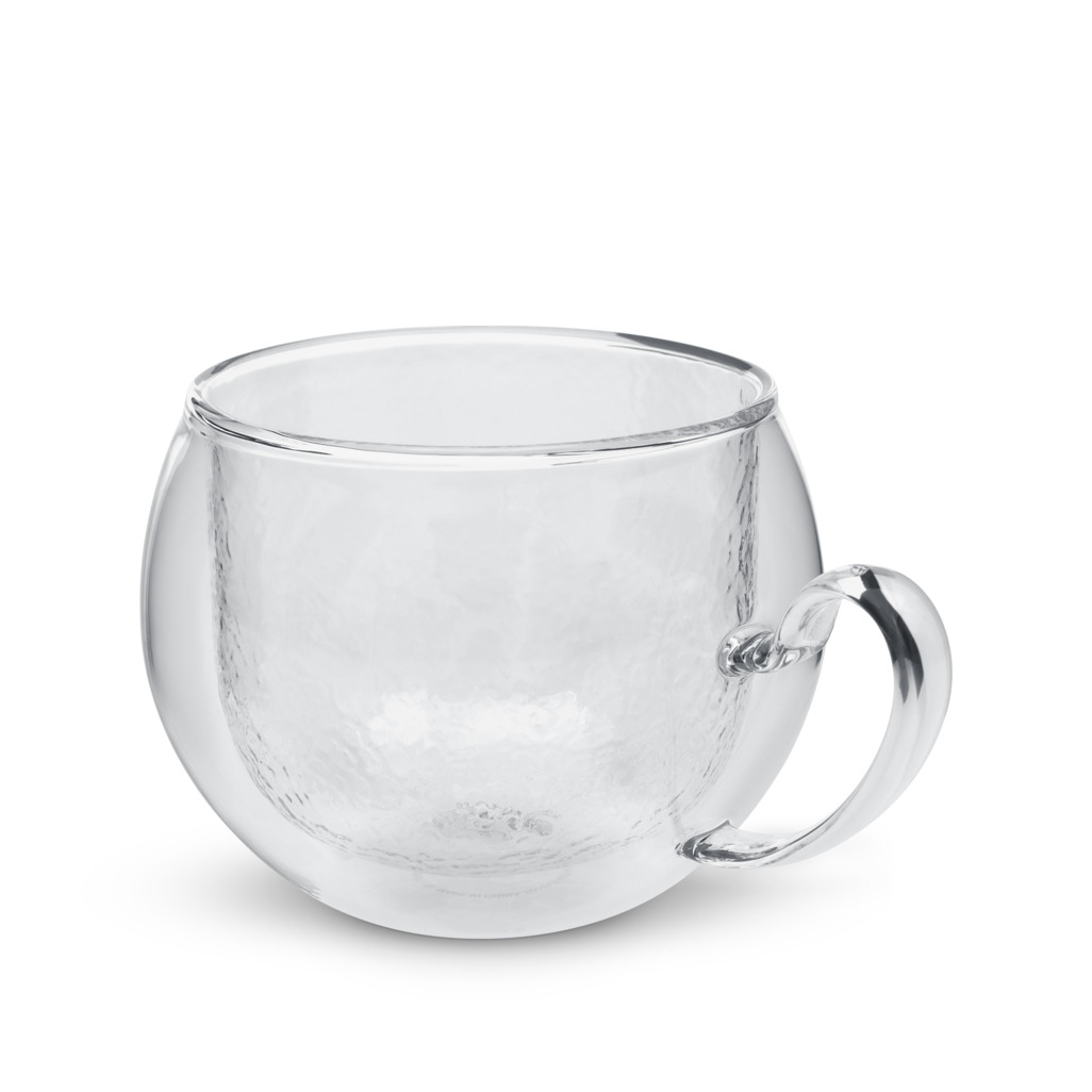 Double Wall Hammered Glass Mug