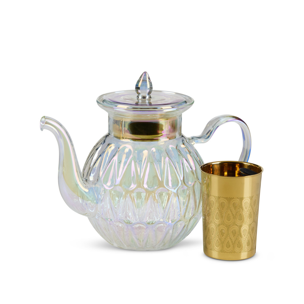 Droplet Delight Teapot Clear Pearl image number 1