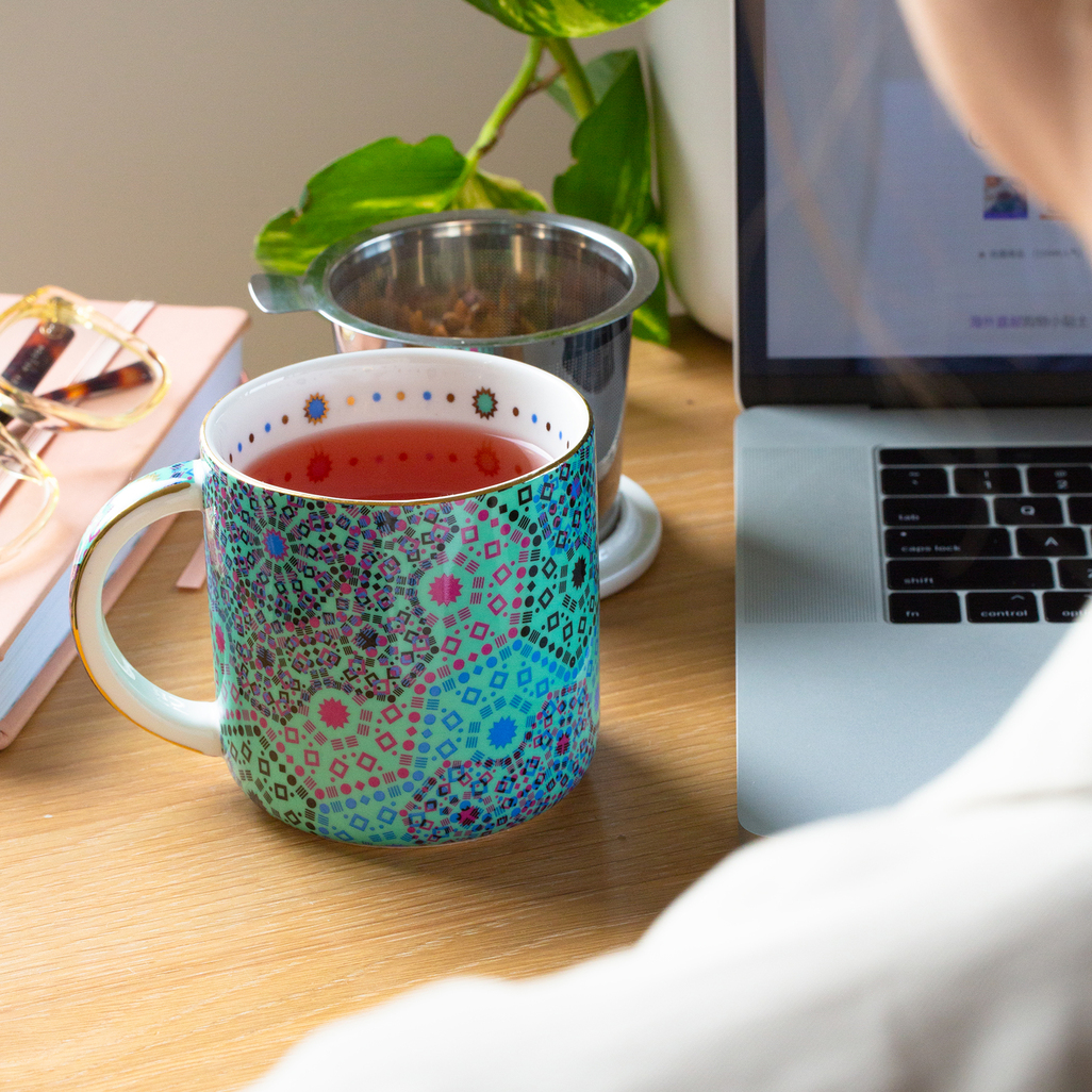 Moroccan Tealeidoscope Aqua Mug With Infuser image number 6