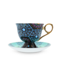 Moroccan Tealeidoscope Black Cup & Saucer Tall image number 1