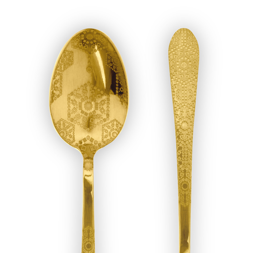 Moroccan Tealeidoscope Etched Gold Teaspoon image number 1