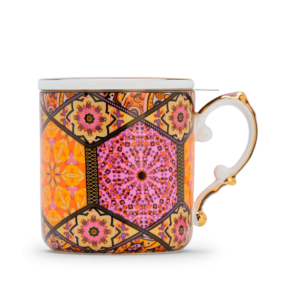 Vintage Vibes Remix Mug W Infuser Magenta/Black Tea Mugs with Infusers