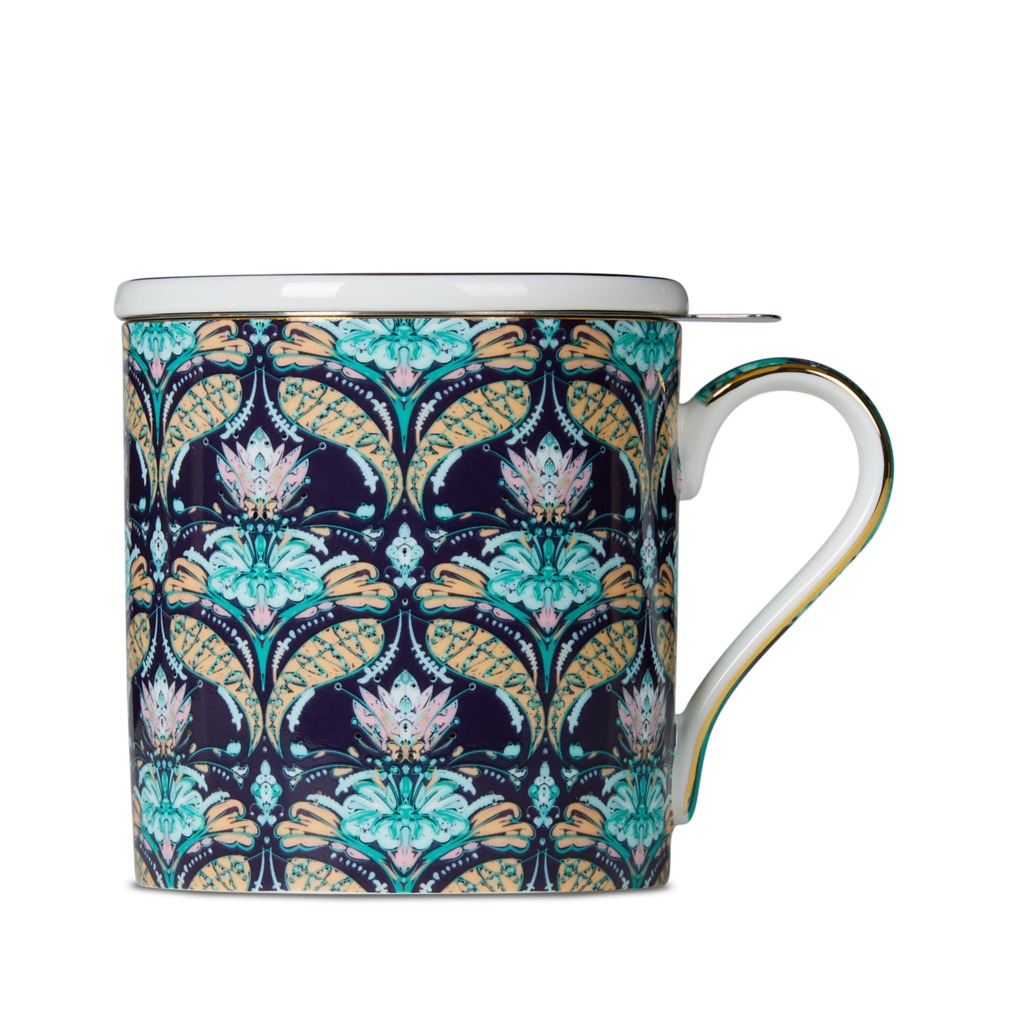Damask Dreams Mug With Infuser Navy Tea Mugs T2 NZ