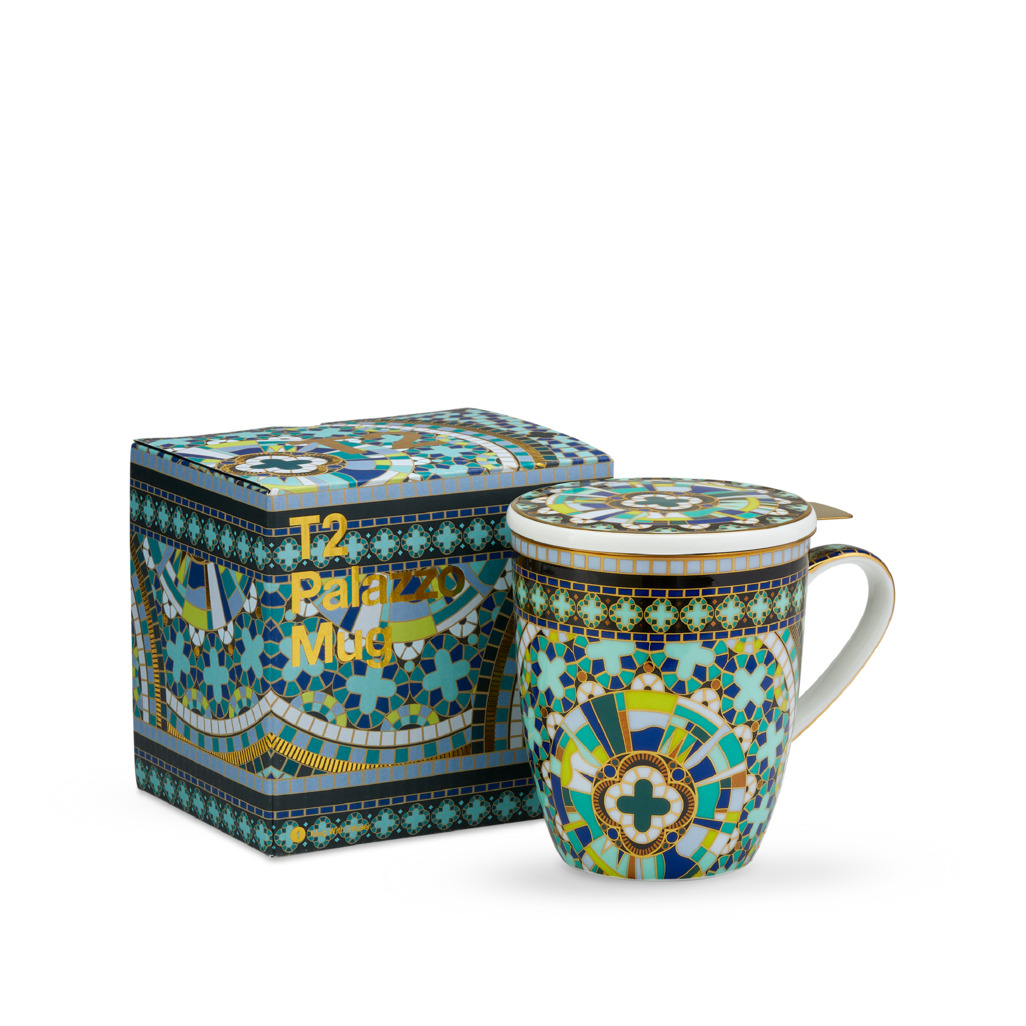 Boxed Palazzo Mug With Infuser Aqua image number 1