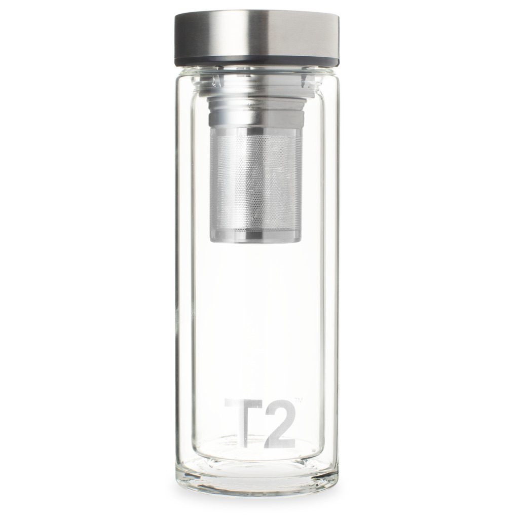 T2 Double Walled Glass Silver Flask image number 0