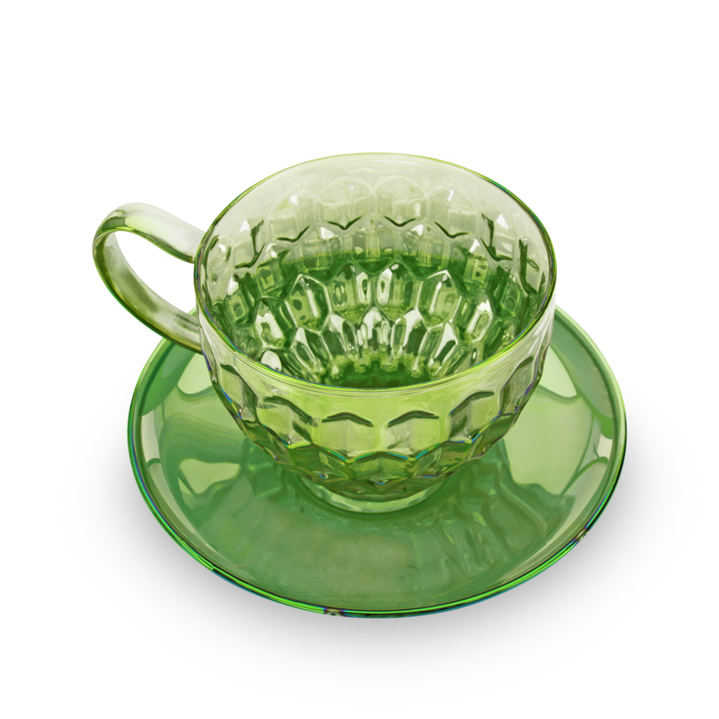 Green glass outlet tea cups