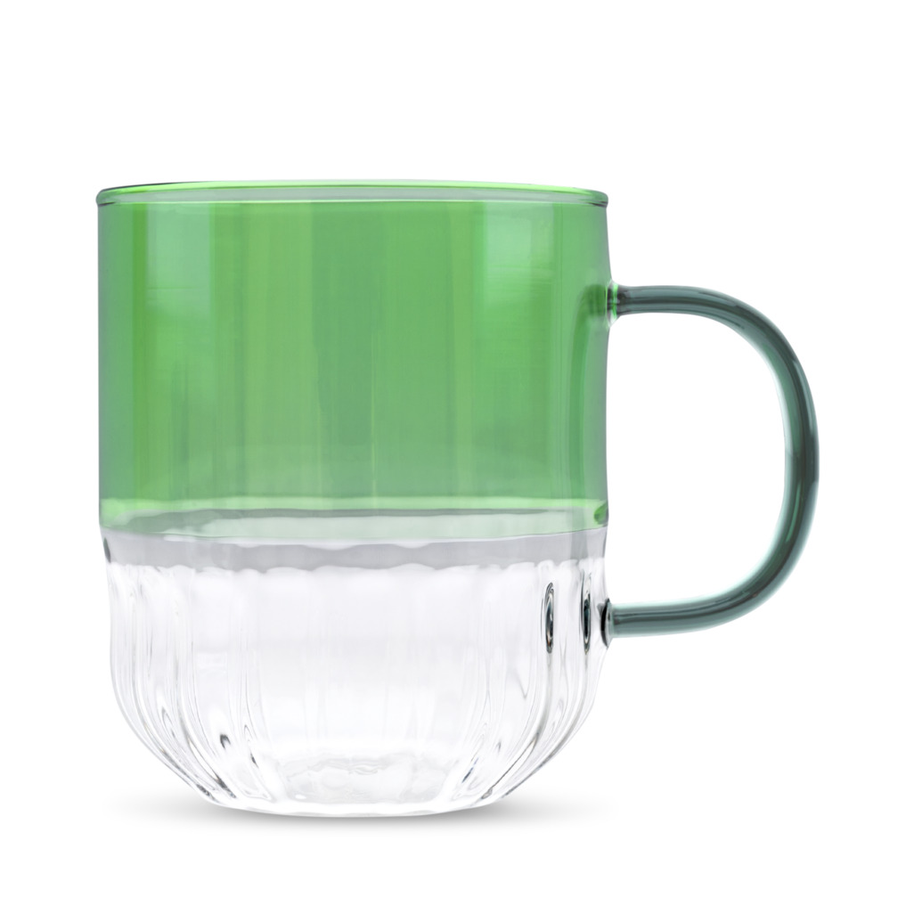 Colour Splice Glass Mug - Green/Blue image number 1
