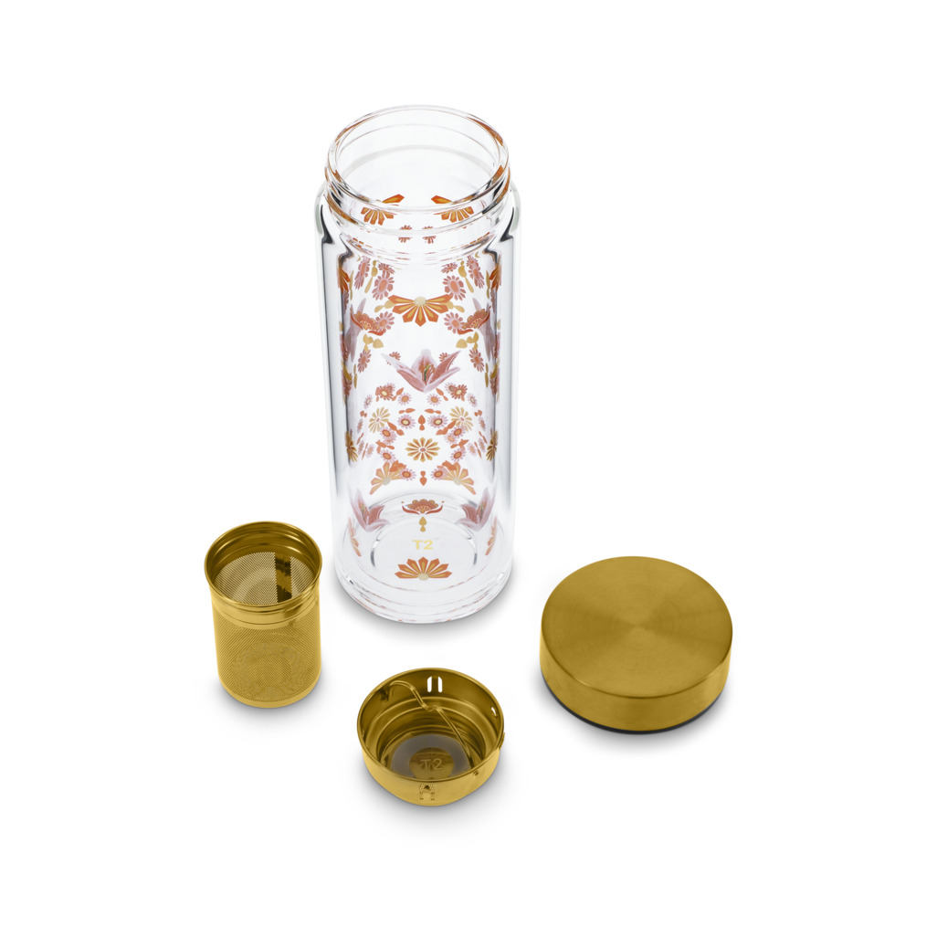 T2 Boxed Double Walled Glass Flask Bing Bang Bloom image number 1