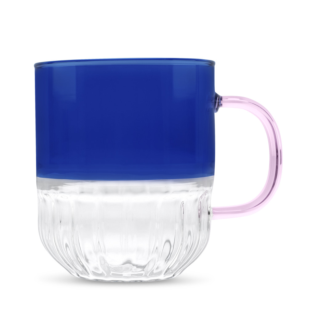 Colour Splice Glass Mug - Pink/Blue image number 1