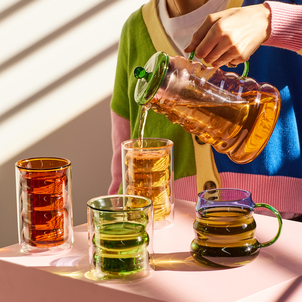 Bubble Glass Tumbler Short Green image number 3