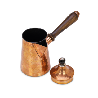 Copper Chai Pot With Black Lid Detail