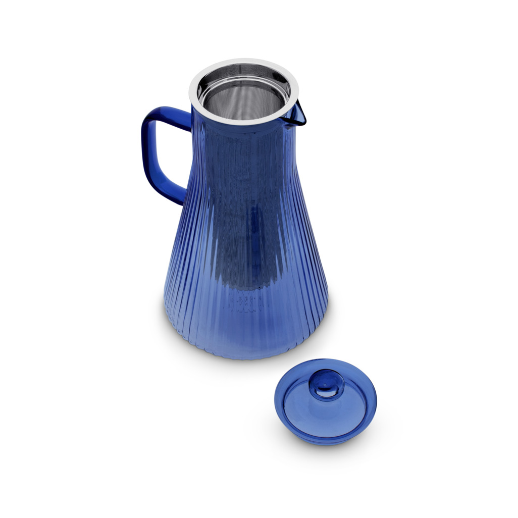 Ribbed Glass Jug Blue image number 2