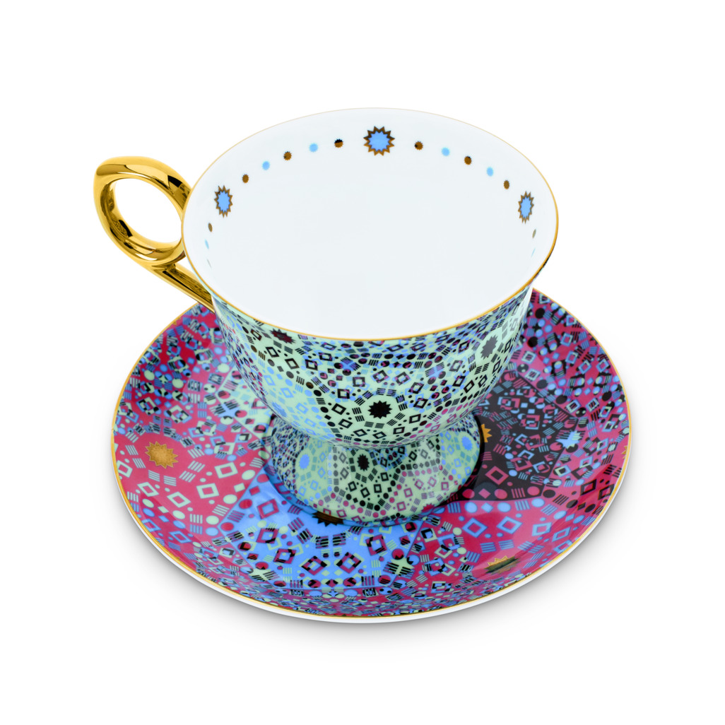 Moroccan Tealeidoscope Aqua Cup & Saucer Tall image number 4