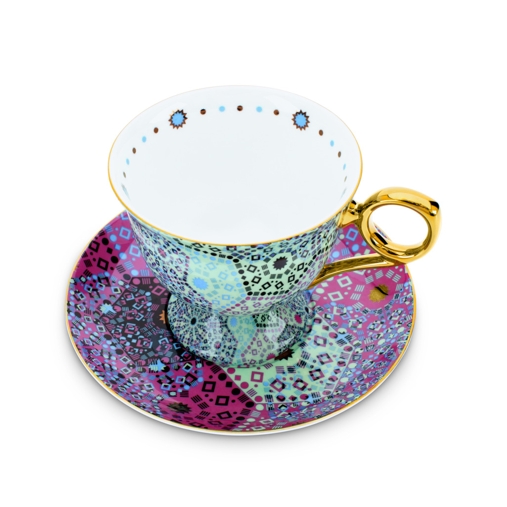 Moroccan Tealeidoscope Aqua Cup & Saucer Tall image number 2