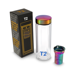 T2 Double Walled Glass Flask Rainbow