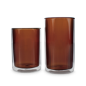 Ribbed Double Walled Glass Tumbler Tall Amber image number 4