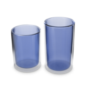 Ribbed Double Walled Glass Tumbler Tall Blue image number 5